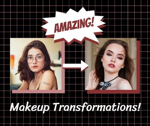 beauty, youtube, thumbnail, Amazing Makeup Transformation Facebook Post Template