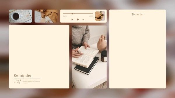 work, study, notes, Beige Minimalist Personal Desktop Organizer Desktop Wallpaper Template