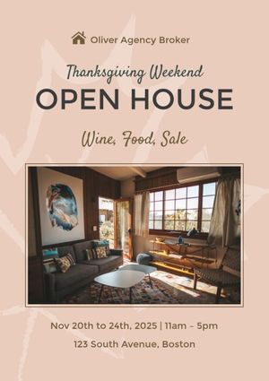 real estate, weekend, holiday, Thanksgiving Open House Business Poster Template