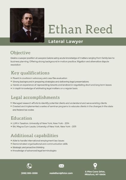 advocate, employer, job, Lateral Lawyer Resume Template