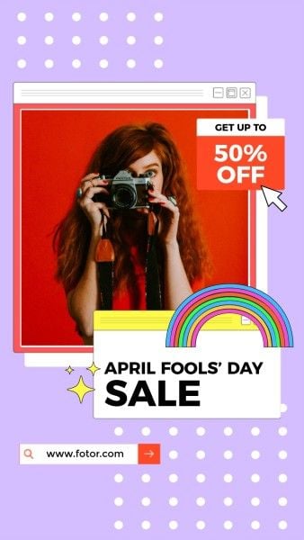 Soft Purple Illustrated April Fools' Sale  Instagram Story