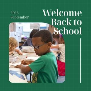 new semester, greeting, study, Green Simple Back To School Instagram Post Template