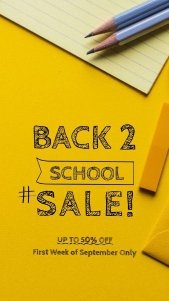business, stationery, education, Yellow Back To School Sale Instagram Story Template