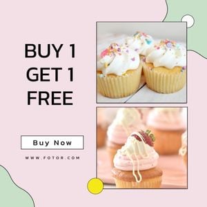 dessert, baked, promotion, Pink Abstract Sweet Cupcake Sale Instagram Post Template