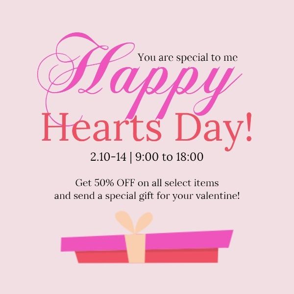 valentine’s day, love, valentine, Pink Happy Heart Day Sale Instagram Post Template