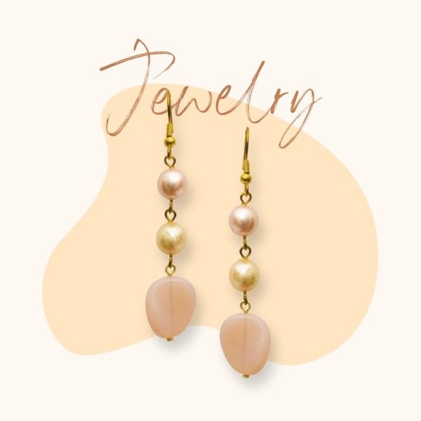 jewelry, image cutout, minimal, Beige Simple Modern Earings Product Photo Template