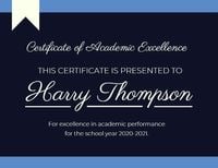 certificate academic, academic, college student, Blue And Black Academy Excellence Certificate Template