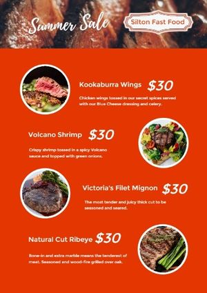 marketing, business, commercial, Red Steak House Summer Sale Flyer Template