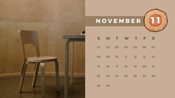 furniture, new year, daily, Brown November Calendar Template