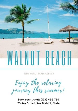 sale, discount, business, Blue And White Walnut Beach  Poster Template