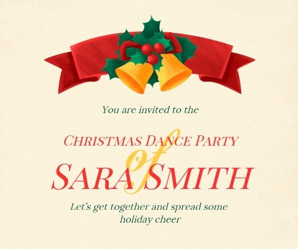 celebration, xmas, invitation, Yellow Christmas Dance Party Facebook Post Template