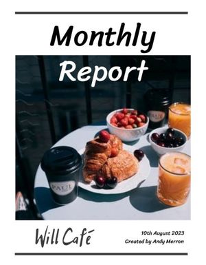 designer, designers, graphic design, White Will Cafe Monthly  Report Template