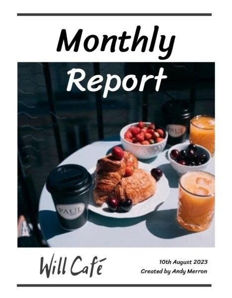 designer, designers, graphic design, White Will Cafe Monthly Report  Report Template