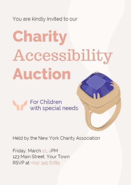 ngo, non-profit, jewelry, Charity Auction Invitation Template
