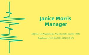 Yellow Green Simple Music Manager  Business Card