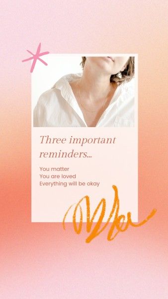 quote, life, woman, Gradient Pink Important Reminders Instagram Story Template