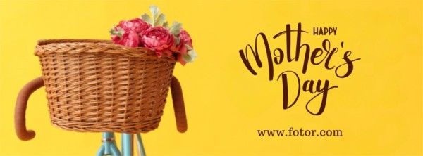 greeting, celebration, simple, Yellow Modern Mother's Day Facebook Cover Template