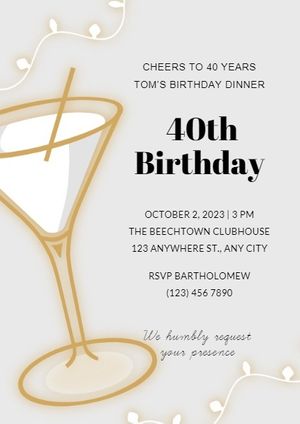 happy birthday, greeting, wishing, White Cocktail Birthday Birthday Invitation Template