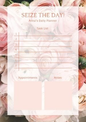 Pink Roses Daily Planner
