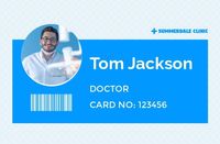 hospital, name, number, Blue Clinic Doctor ID Card Template