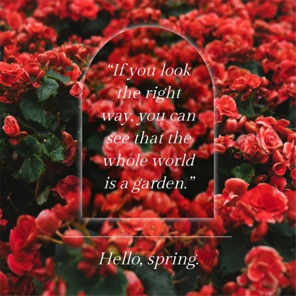 spring, positive, Simple Red Floral Quote Instagram Post Template