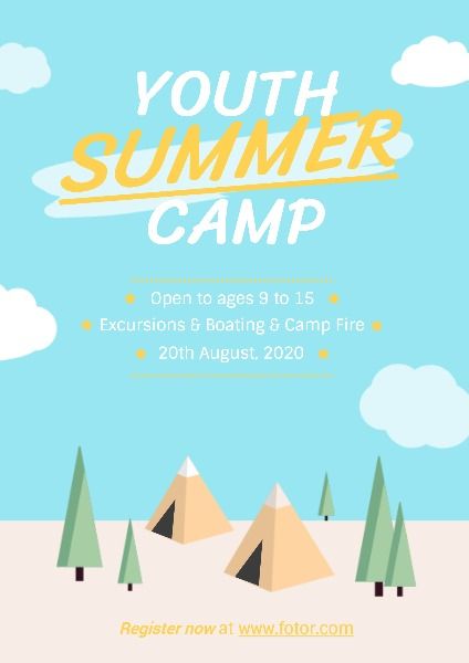 camping, school activity, journey, Youth Summer Camp Flyer Template
