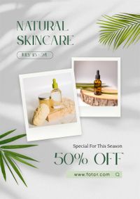 beauty, promotion, discount, Green Organic Skincare Summer Sale Poster Template
