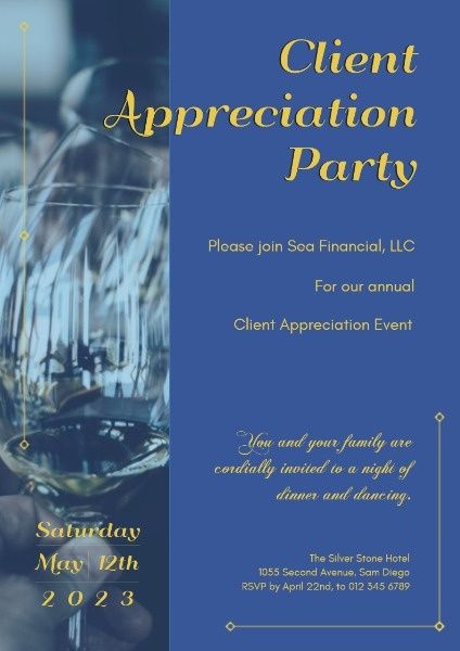 invitation, company, commercial, Official Client Appreciation Party Poster Template
