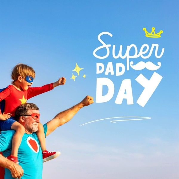 dad, kid, grandfather, Pastel Blue Photo Happy Father's Day Instagram Post Template