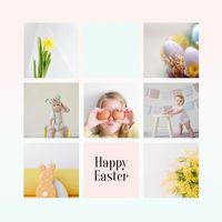 Pastel  Gradient Happy Easter  Collage Photo Collage (Square)