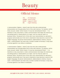minimalist, fonts, red red, Red Beauty Collection  Memo Template
