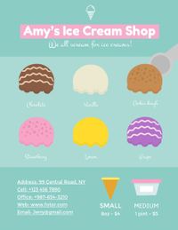 冰淇淋店 英文菜单