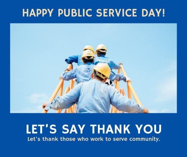 happy, community, man, Blue Public Service Day Facebook Post Template