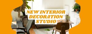 decoration, studio, designed, Yellow Interior Design Facebook Cover Template