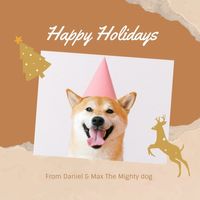 Beige Happy Holiday Poppy Dog  Photo Collage (Square)