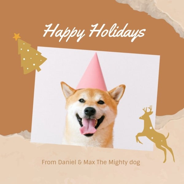 Beige Happy Holiday Poppy Dog  フォトコラージュ