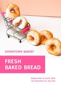 粉红色新鲜面包店传单 宣传单