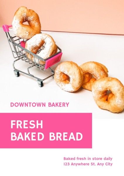 sale, promotion, sales, Pink Fresh Bread Store Flyer Template