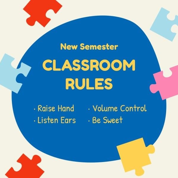 new semester, back to school, education, Classroom Rules Instagram Post Template Instagram Post Template