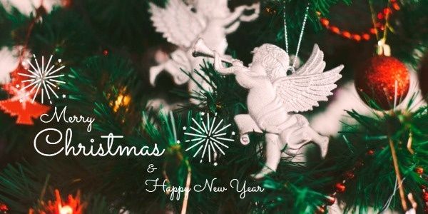 new year, festival, wishes, Green Christmas Holiday Celebration Twitter Post Template