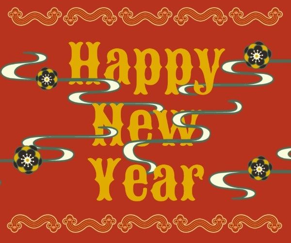 spring festival, chinese new year, lunar new year, Red Cloud Happy New Year Wishes Facebook Post Template