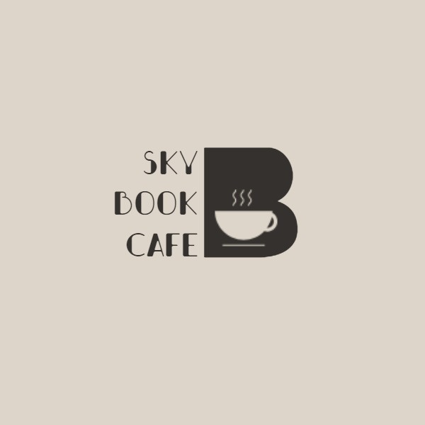 ダーク シンプル ブック コーヒー ハウス ロゴ