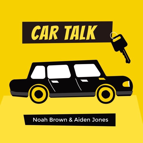 cars, taxis, rental, Yellow Car Talk Podcast Cover Template