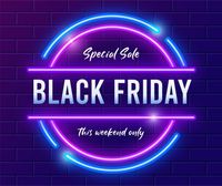 promotion, modern, Dark Purple Neon Black Friday Special Sale Facebook Post Template