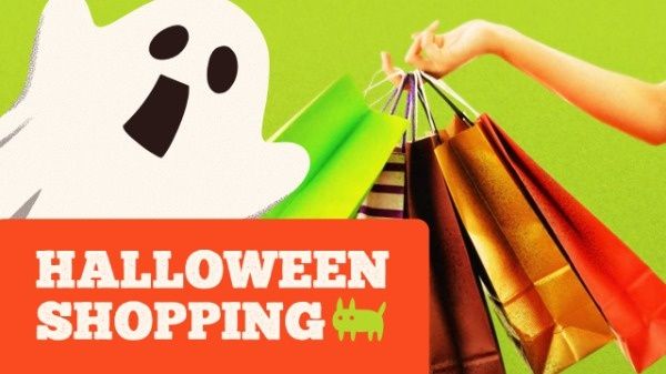 holiday, festival, celebration, Green Cartoon Halloween Shopping YouTube Thumbnail Youtube Thumbnail Template