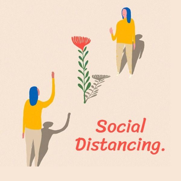 people, society, relationship, Social Distance Inforgraphics Instagram Post Template