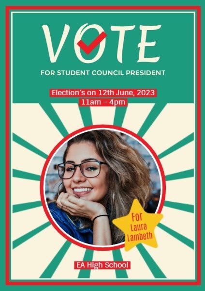 vote, student, president, School Election Flyer Template