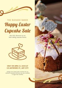 easter, food, celebrate, Brown Sweet Cupcake Flyer Template
