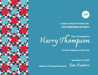 certificate of membership, membership, employee, Blue And Red Christmas Eve Party Award Certificate Template