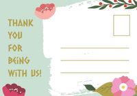 flower, floria, greeting, Wedding Thank You Card Postcard Template
